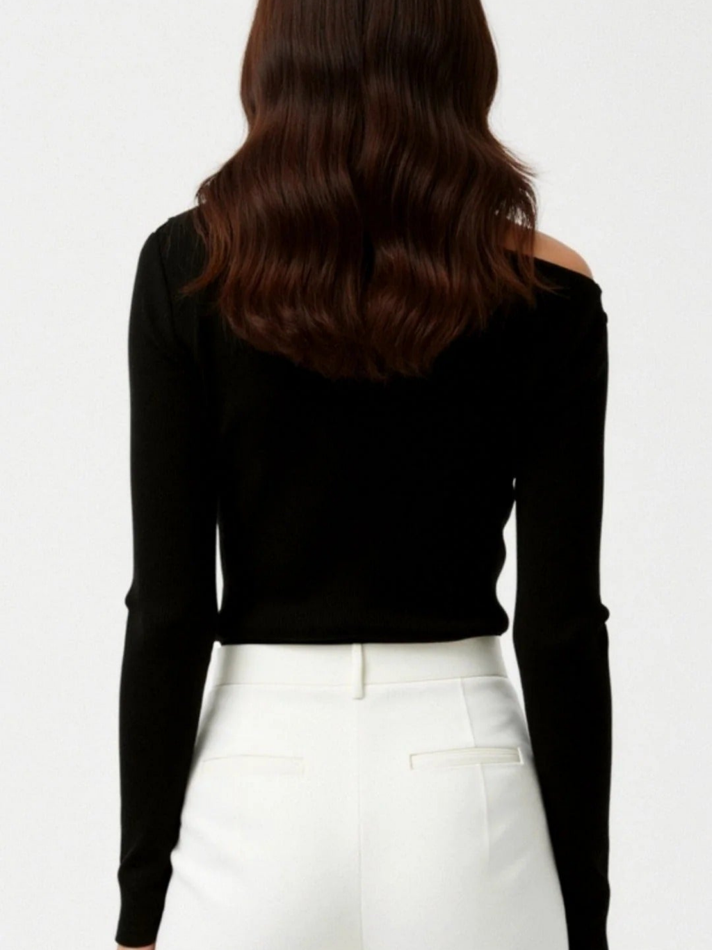 Women’s One-Shoulder Ribbed Long Sleeve Top