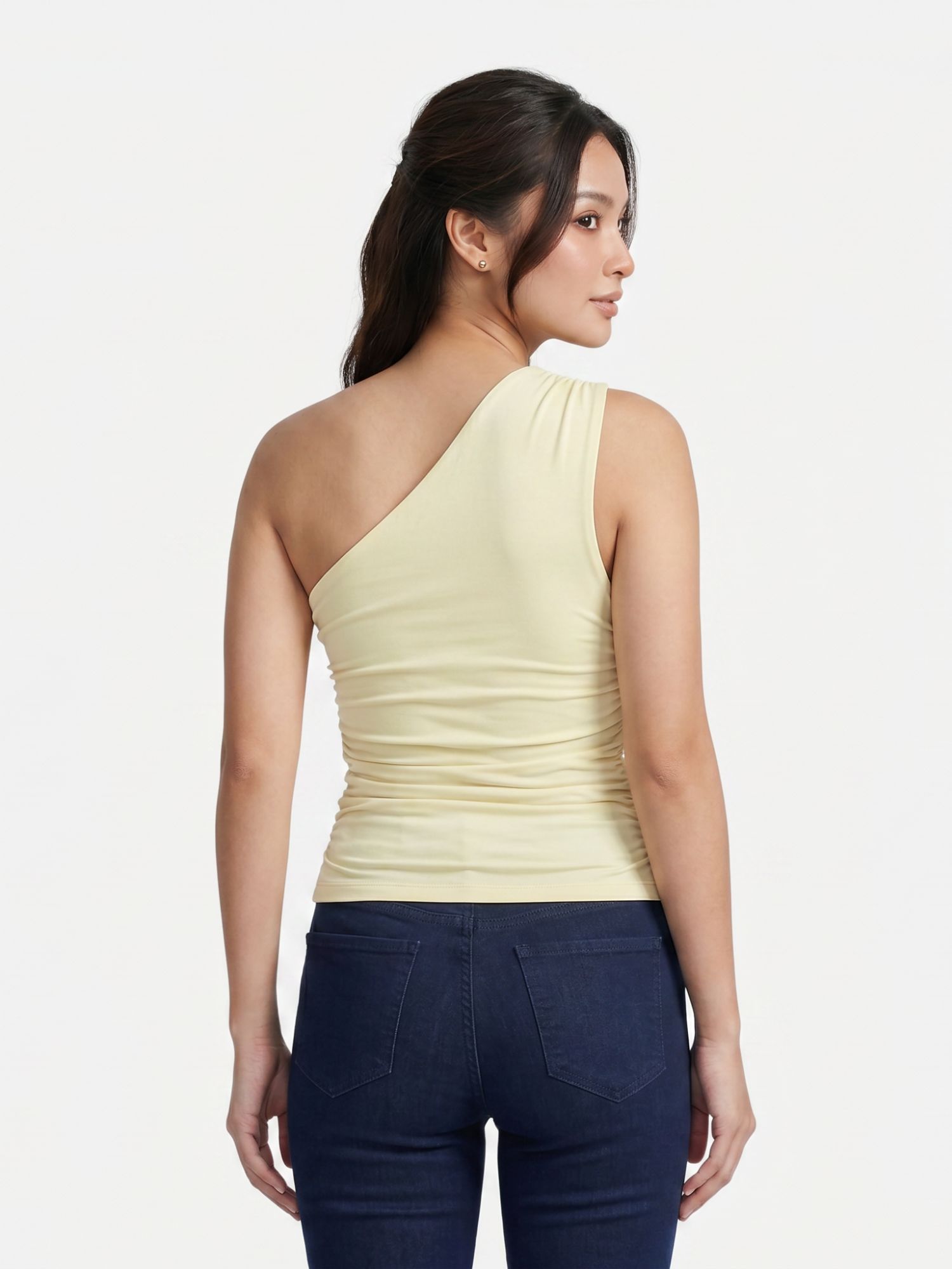 Women's One-Shoulder Ruched Sleeveless Top