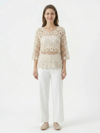 Women's Open Knit Crochet Top