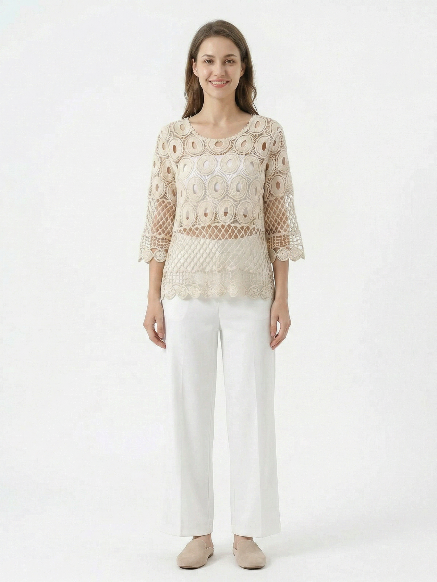 Women's Open Knit Crochet Top