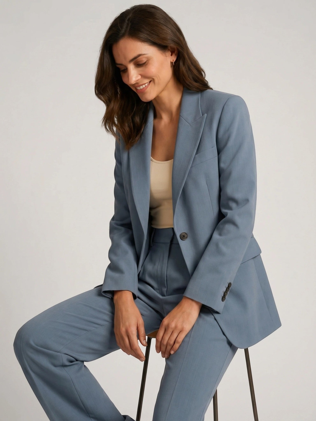 Women’s Two-Piece Blazer and Wide-Leg Trousers Suit