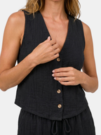 Women’s V-Neck Waistcoat and Wide-Leg Trousers Set