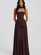 Draped Satin Maxi Dress – Modern Sculpted Elegance