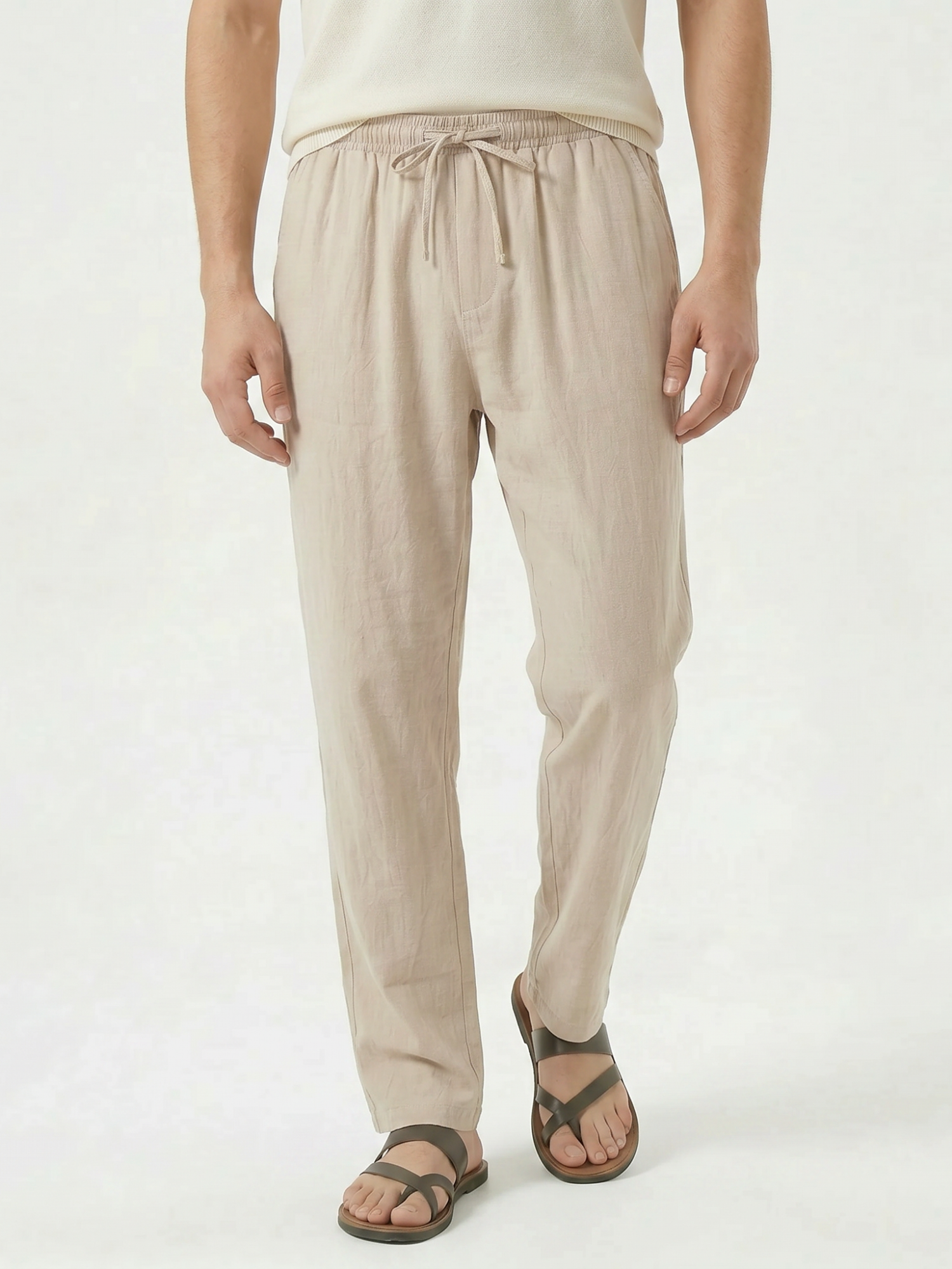 Men’s Casual Straight-Leg Drawstring Trousers