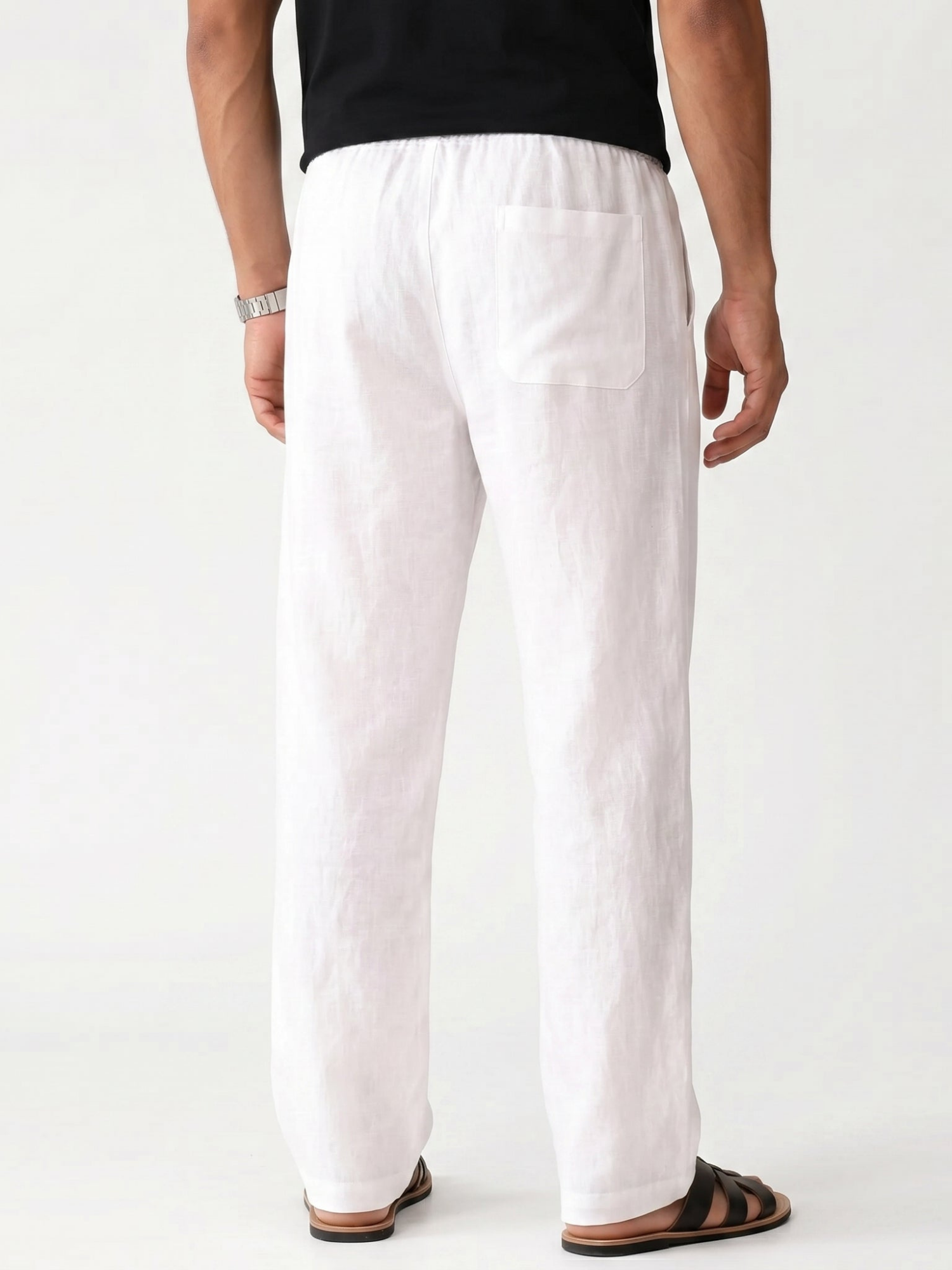 Men's Drawstring Straight-Leg Linen Trousers