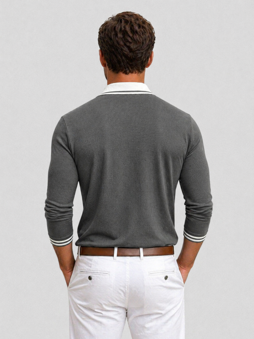 Men’s Long Sleeve Polo Shirt – Structured Smart Casual Design