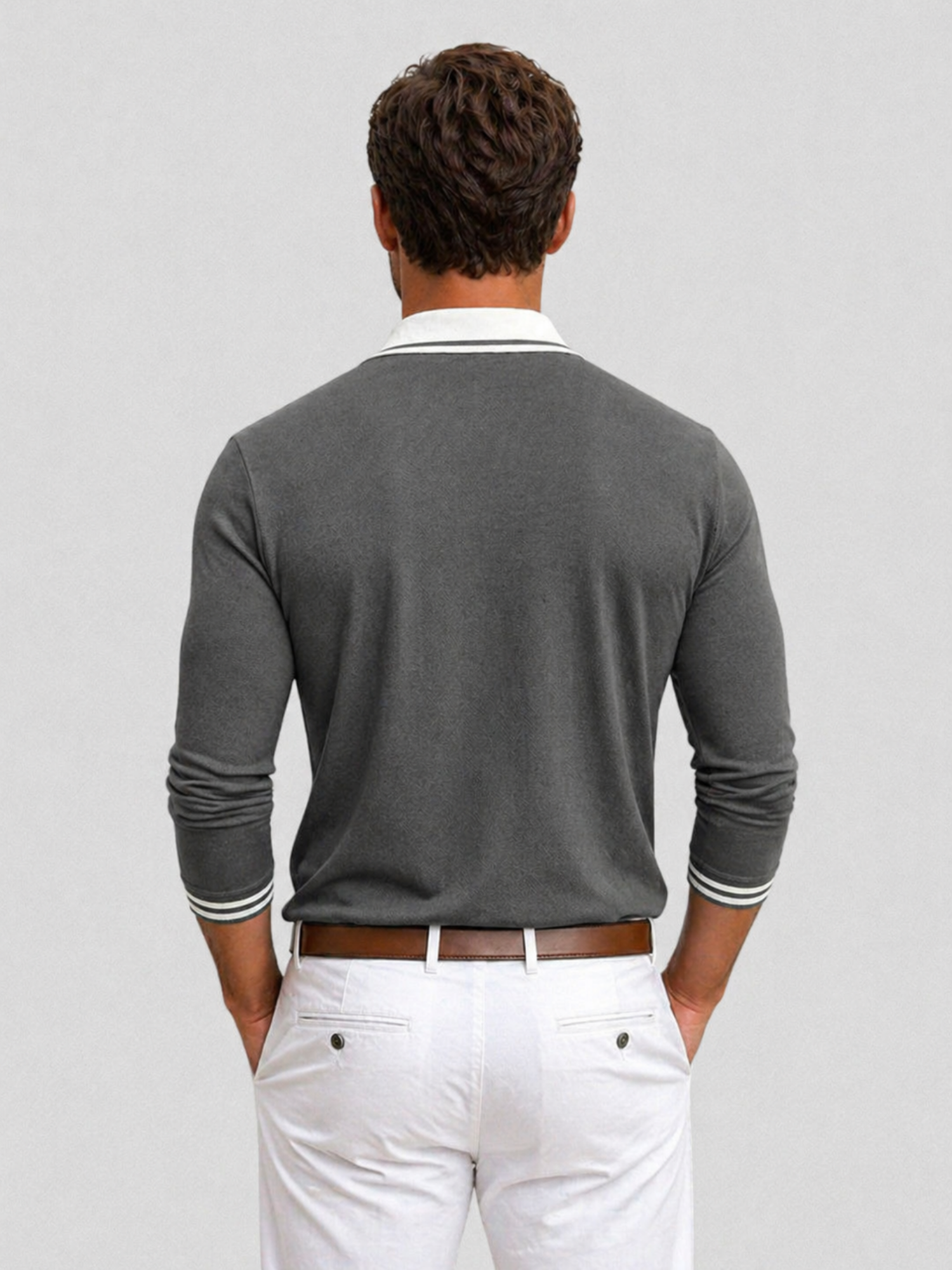 Men’s Long Sleeve Polo Shirt – Structured Smart Casual Design