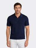 Men’s Ribbed Knit Polo Shirt – Tailored Short Sleeve Design