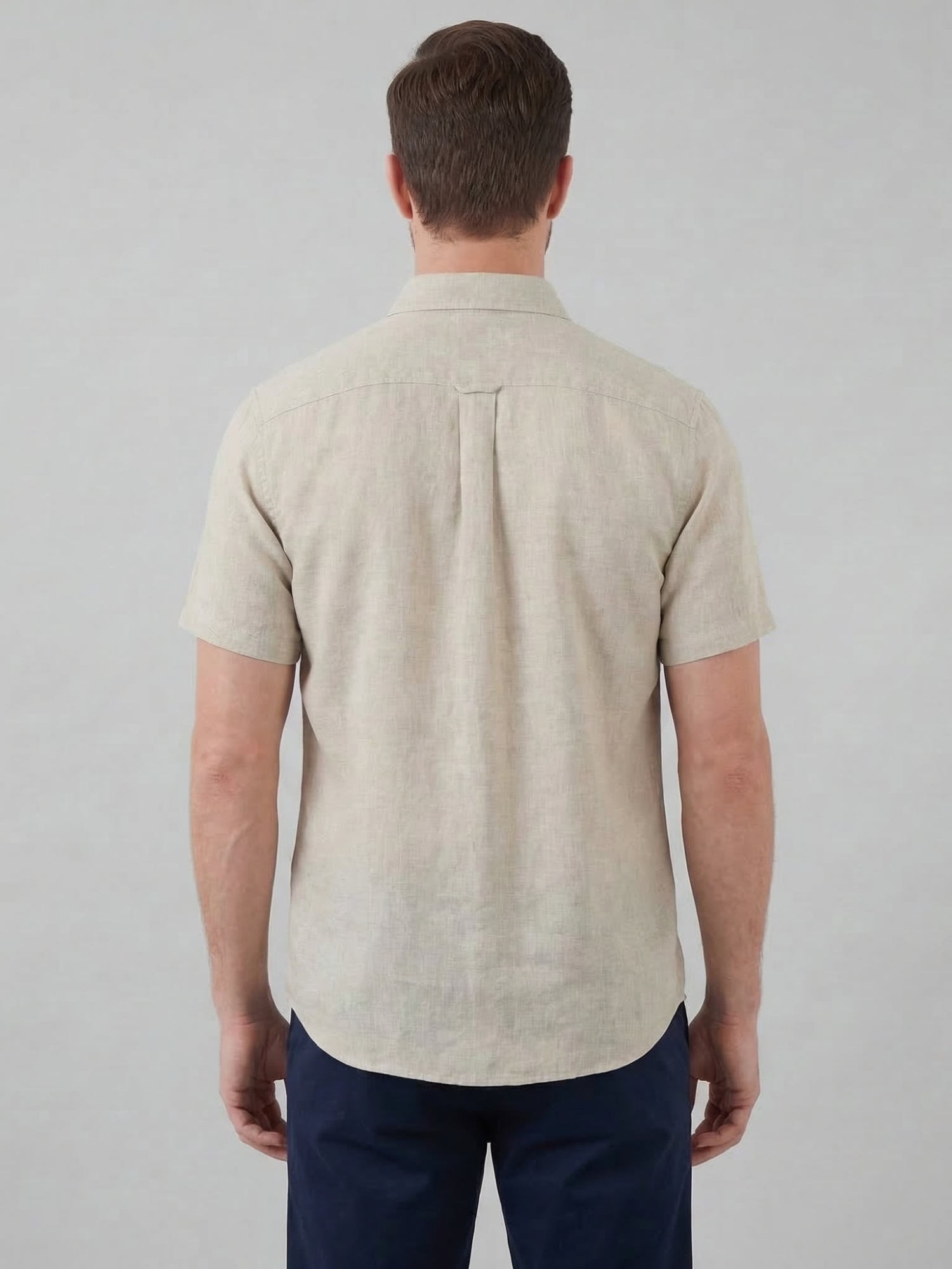 Men’s Short-Sleeve Linen Shirt with Button Closure