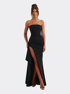 Women's Strapless Maxi Dress with Side Slit
