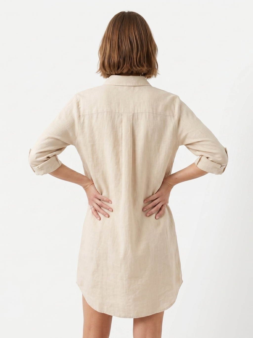 Women's Button-Front Long Sleeve Shirt Dress