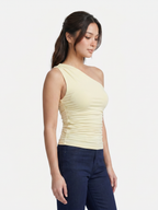 Women's One-Shoulder Ruched Sleeveless Top