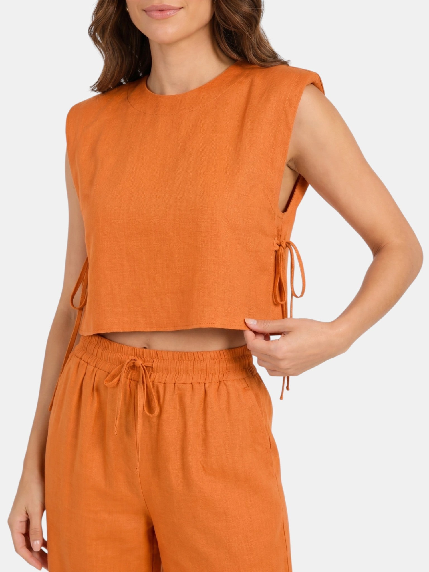 Women’s Sleeveless Crop Top and Wide-Leg Trousers Set