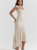 Women's Draped Corset High-Low Gown