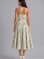 Floral Corset Midi Dress – Romantic Wedding Guest Elegance