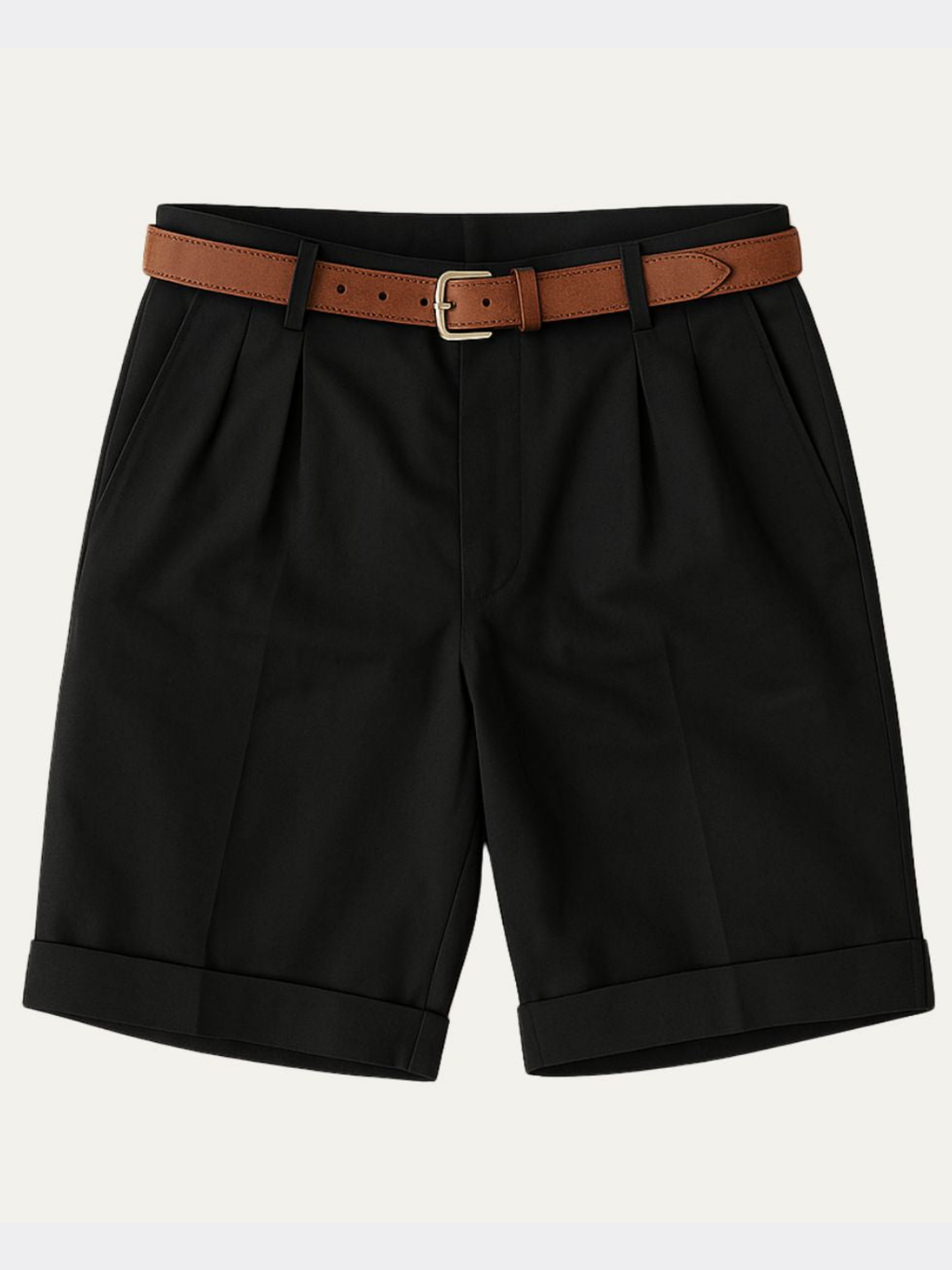 Men’s Double Pleat Chino Shorts – Turn-Up Hem