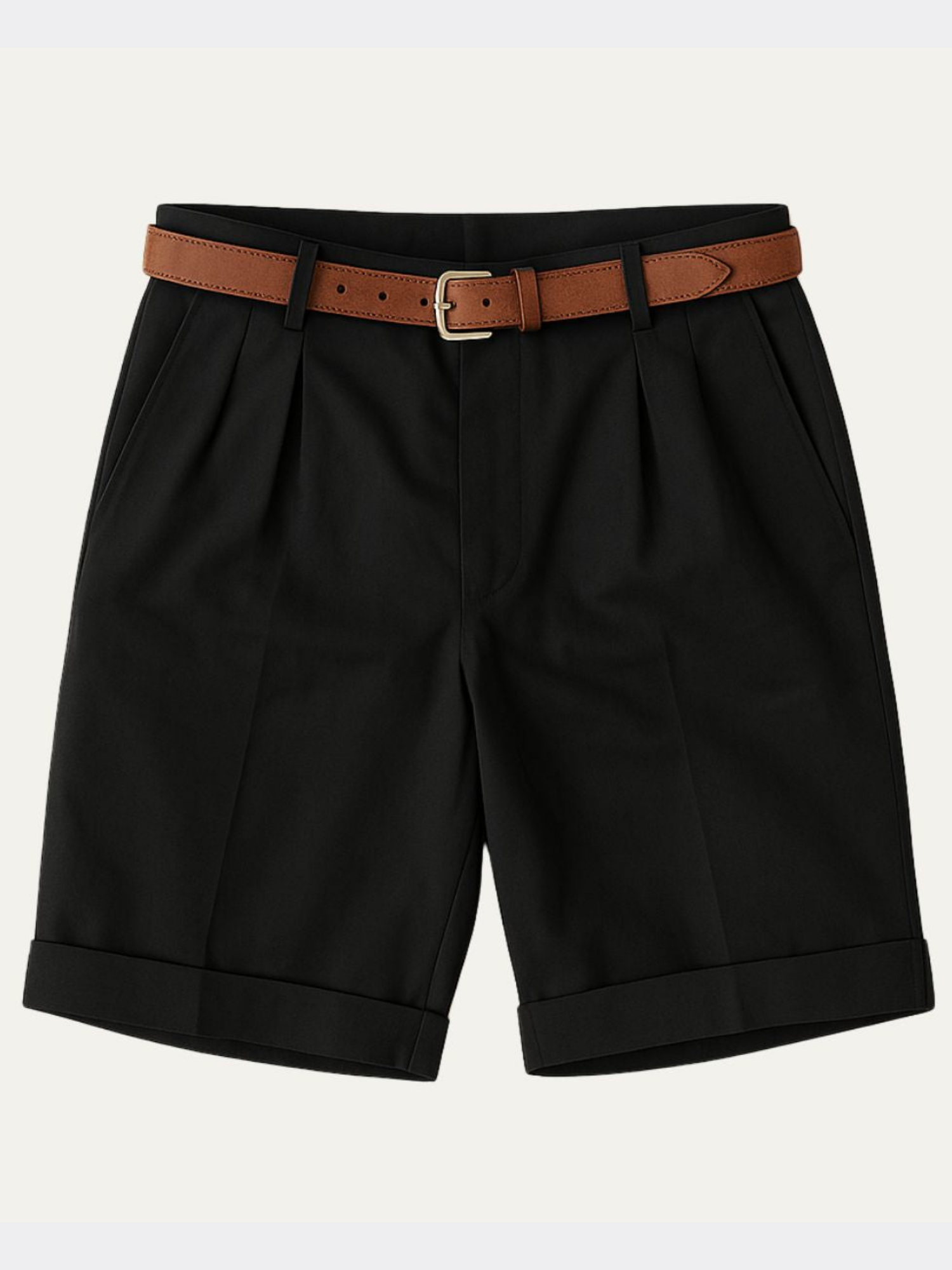 Men’s Double Pleat Chino Shorts – Turn-Up Hem
