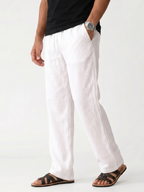 Men's Drawstring Straight-Leg Linen Trousers