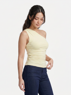 Women's One-Shoulder Ruched Sleeveless Top