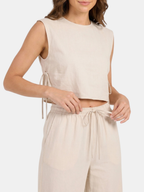 Women’s Sleeveless Crop Top and Wide-Leg Trousers Set