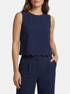 Women’s Sleeveless Scallop Hem Top and Wide-Leg Trousers Set