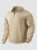 Men’s Half-Zip Knit Sweater – Stand Collar, Long Sleeve, Regular Fit