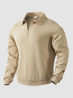 Men’s Half-Zip Knit Sweater – Stand Collar, Long Sleeve, Regular Fit
