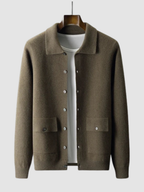 Men’s Knit Cardigan – Button-Front, Collared, Long Sleeve, Regular Fit