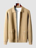 Men’s Knit Cardigan – Button-Front, Collared, Long Sleeve, Regular Fit