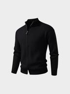 Men’s Knit Zip-Up Jacket – Stand Collar, Long Sleeve, Regular Fit