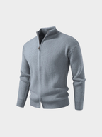 Men’s Knit Zip-Up Jacket – Stand Collar, Long Sleeve, Regular Fit