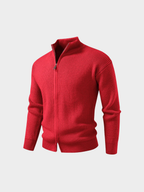 Men’s Knit Zip-Up Jacket – Stand Collar, Long Sleeve, Regular Fit