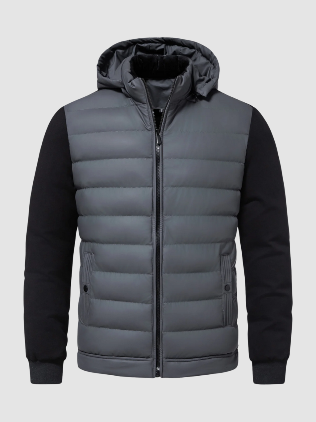Men’s Quilted Jacket – Detachable Hood, Zip Closure, Long Sleeve, Regular Fit