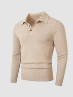 Men’s Zip Knit Sweater – Polo Collar, Long Sleeve, Regular Fit