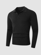 Men’s Zip Knit Sweater – Polo Collar, Long Sleeve, Regular Fit
