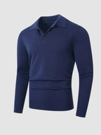 Men’s Zip Knit Sweater – Polo Collar, Long Sleeve, Regular Fit