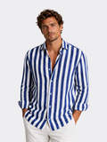 Men’s Striped Button-Up Shirt – Relaxed Summer Design