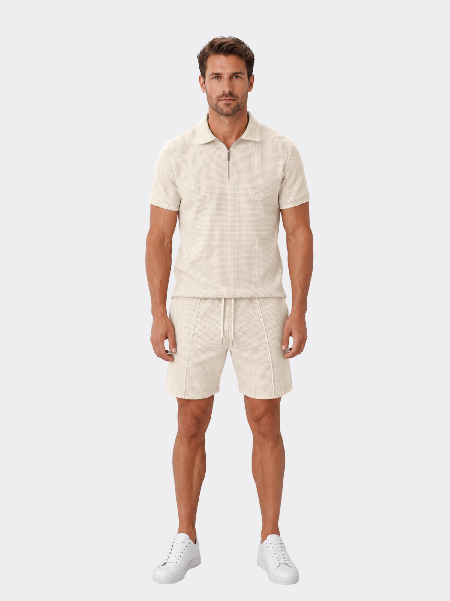 Men’s Summer Co-Ord Set – Zip Polo & Shorts