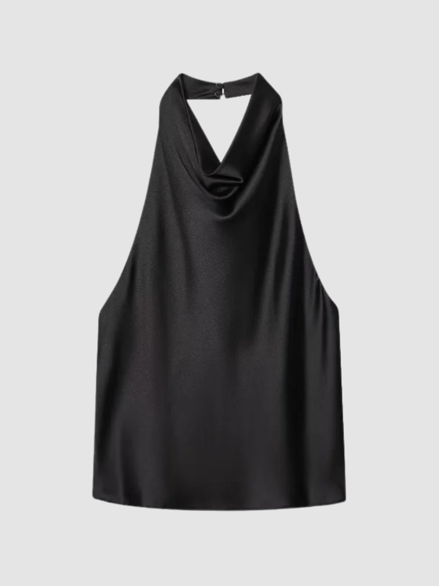 Women’s Halter-Neck Top – Sleeveless, Backless Detail, Draped Front