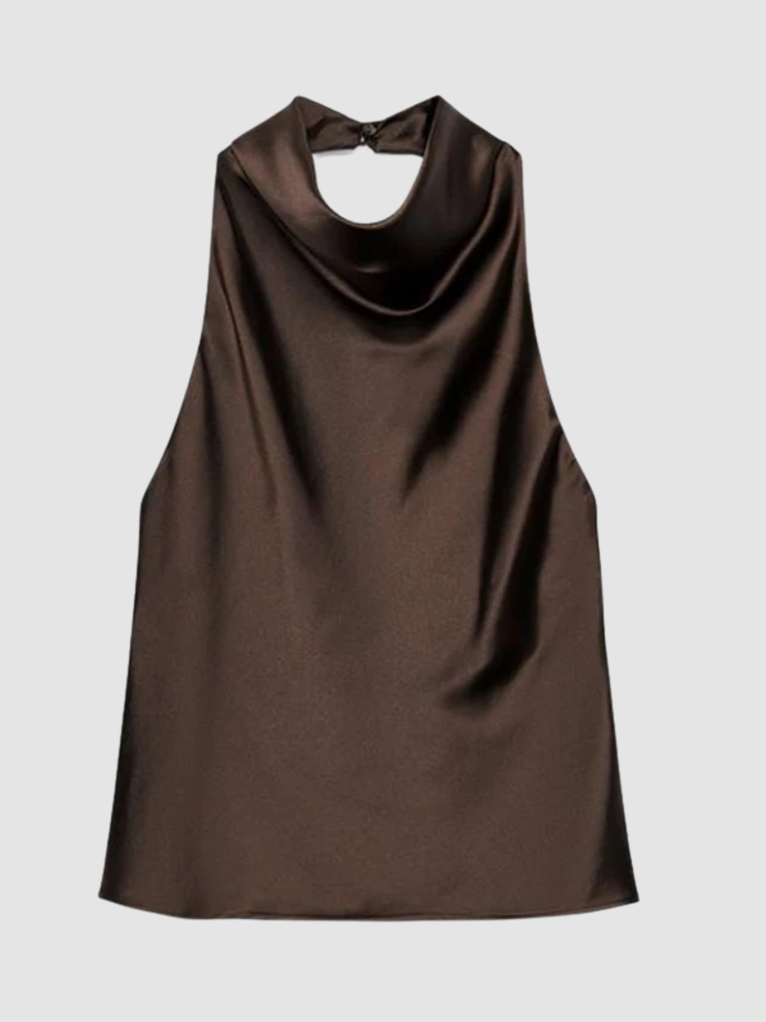 Women’s Halter-Neck Top – Sleeveless, Backless Detail, Draped Front