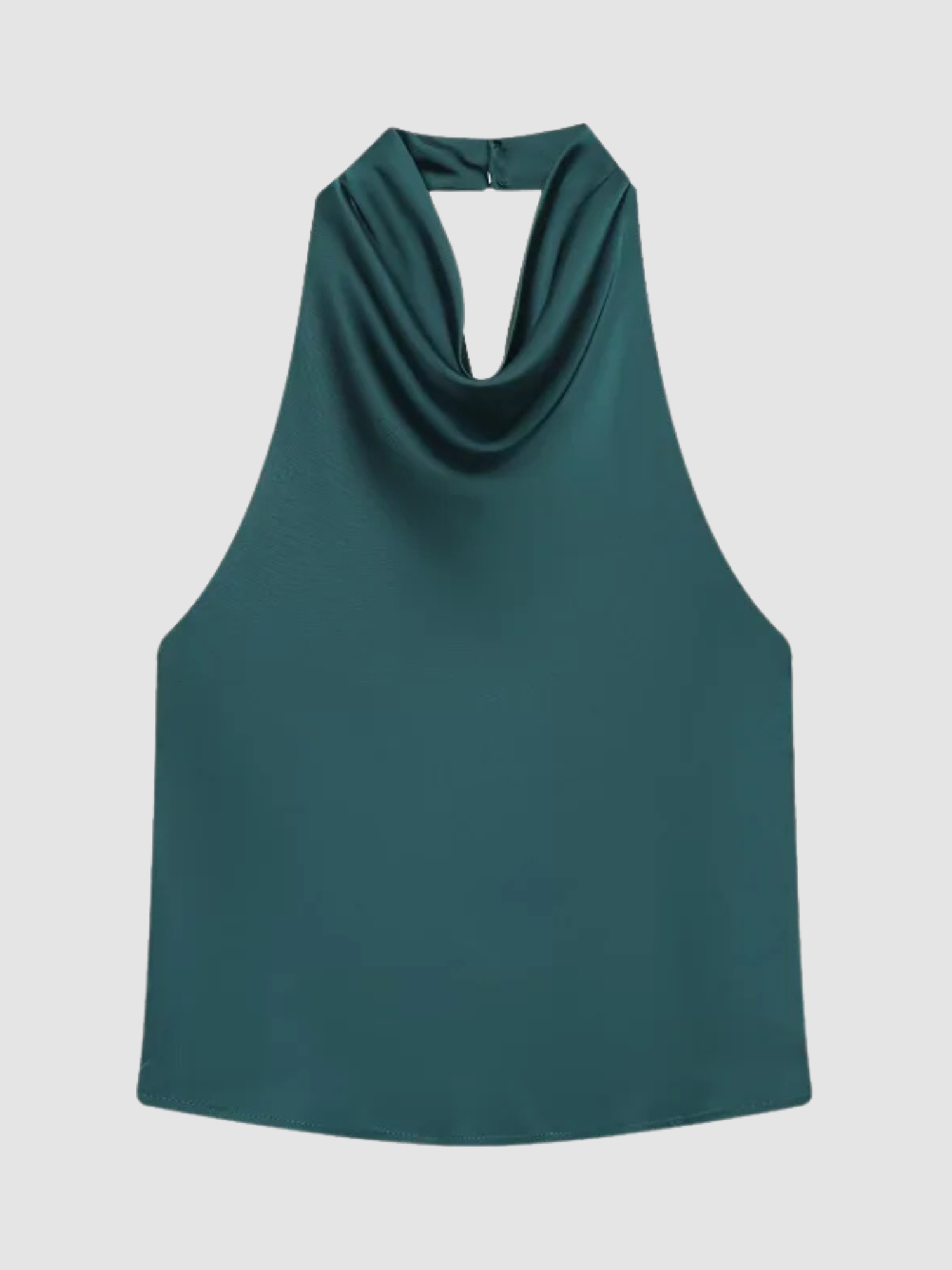 Women’s Halter-Neck Top – Sleeveless, Backless Detail, Draped Front