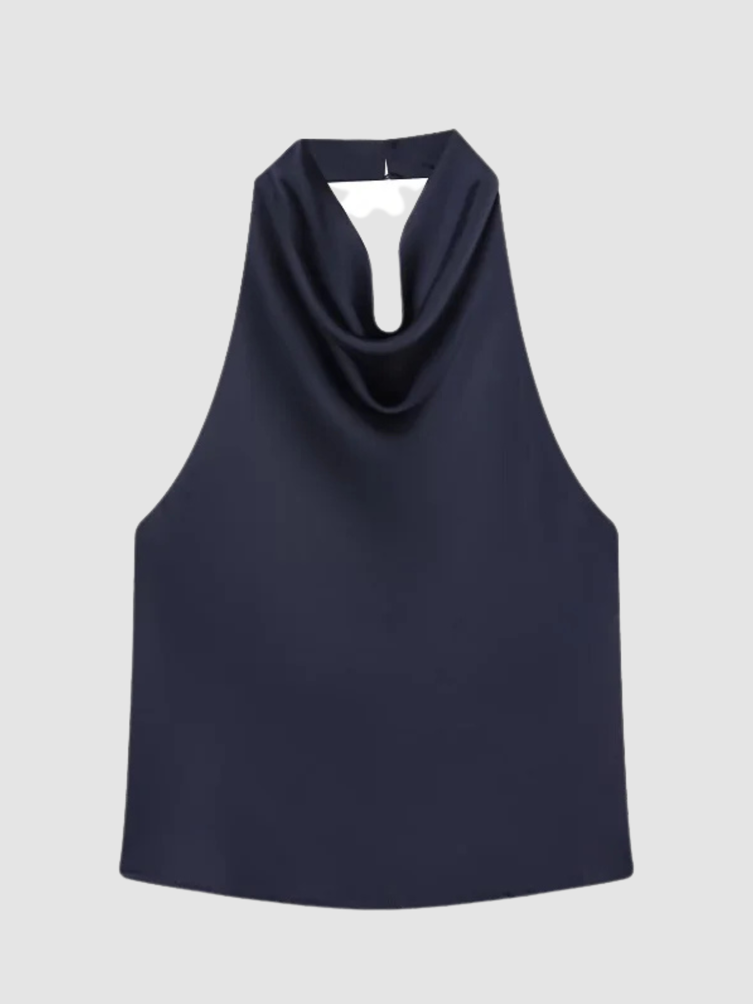 Women’s Halter-Neck Top – Sleeveless, Backless Detail, Draped Front