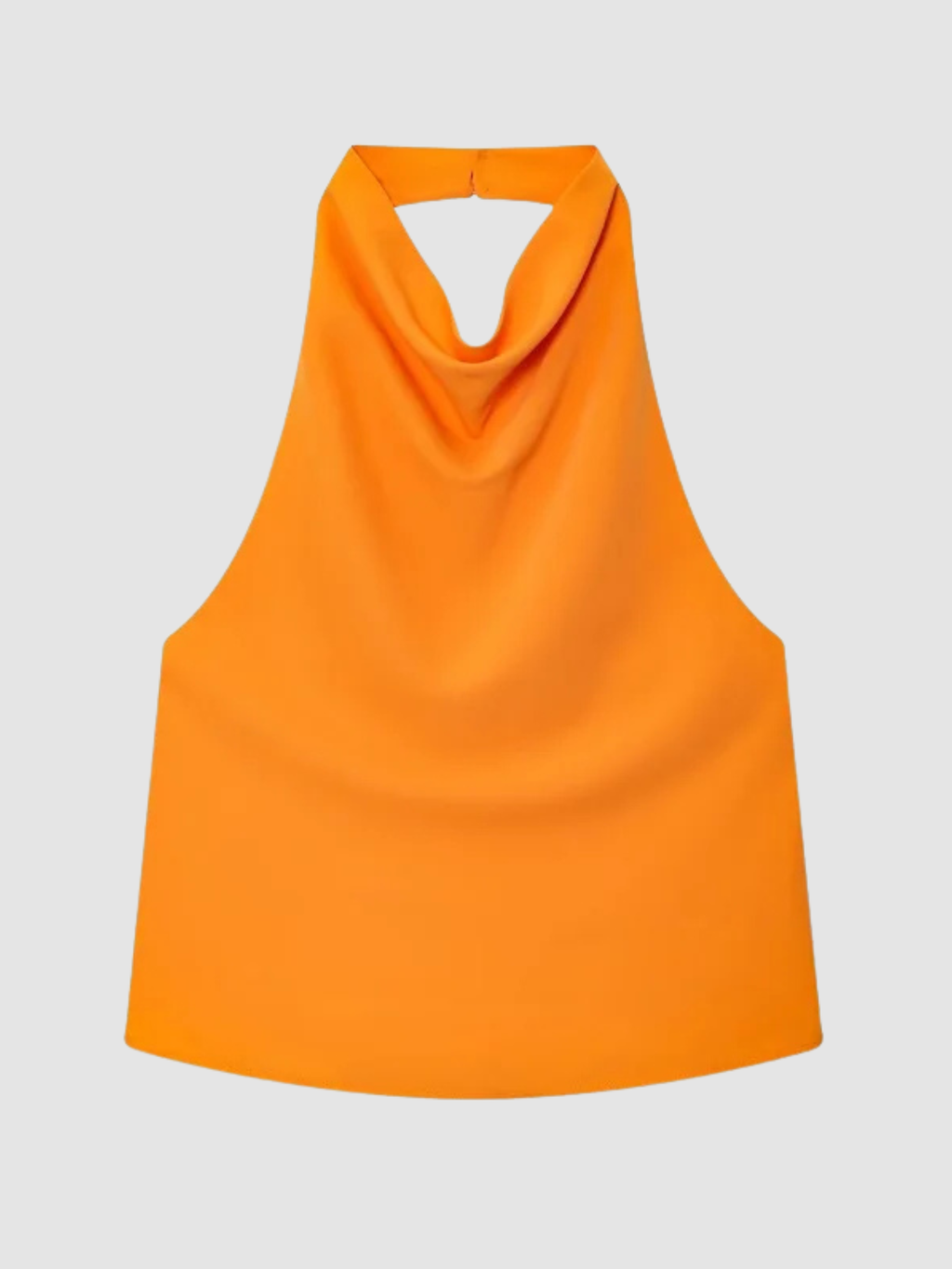 Women’s Halter-Neck Top – Sleeveless, Backless Detail, Draped Front