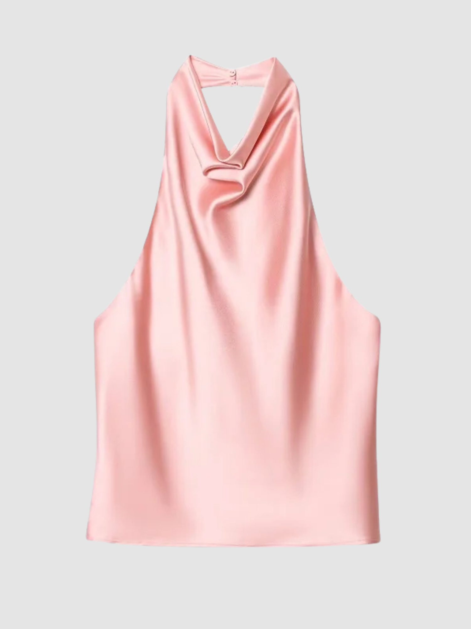 Women’s Halter-Neck Top – Sleeveless, Backless Detail, Draped Front