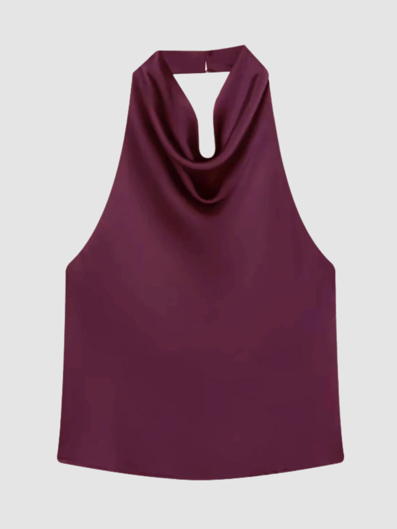 Women’s Halter-Neck Top – Sleeveless, Backless Detail, Draped Front