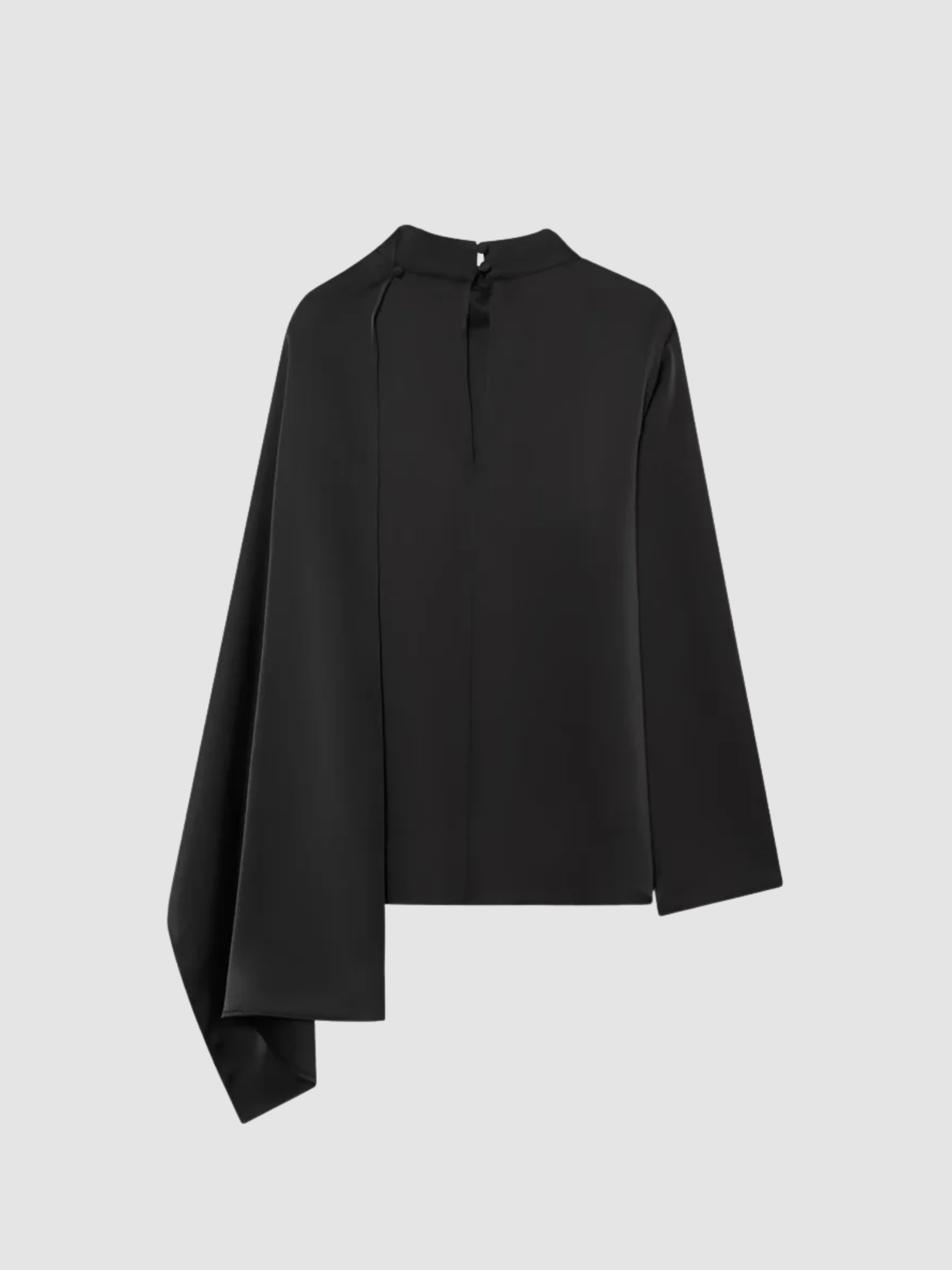 Women’s High-Neck Draped Top – Long Sleeve, Structured Fit