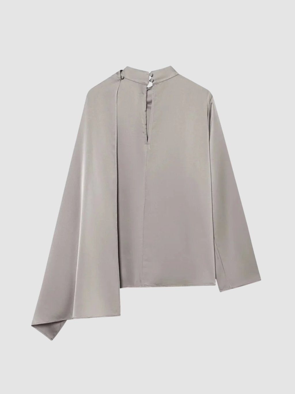 Women’s High-Neck Draped Top – Long Sleeve, Structured Fit