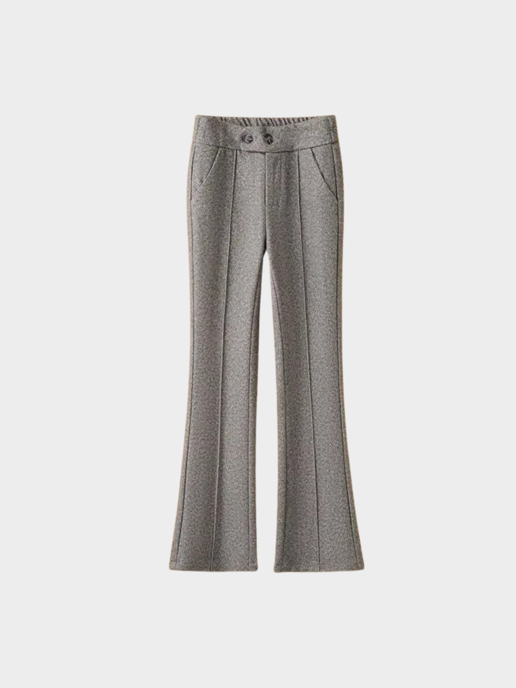 Women’s High-Waist Flared Trousers – Full Length, Button Closure