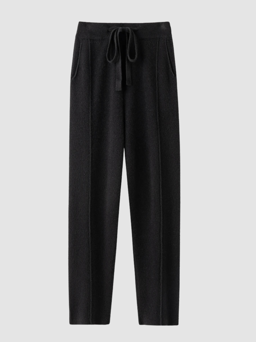 Women’s High-Waist Straight-Leg Trousers – Full Length, Elastic Waist, Adjustable Drawstring