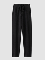 Women’s High-Waist Straight-Leg Trousers – Full Length, Elastic Waist, Adjustable Drawstring